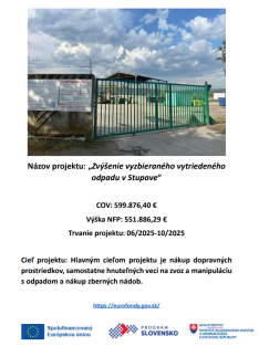 Zvýšenie vyzbieraného vytriedeného odpadu v Stupave