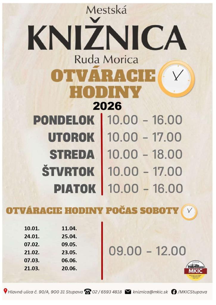 Otváracie hodiny knižnice
