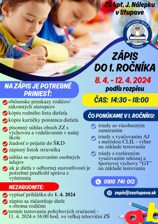 Zápis do prvého ročníka