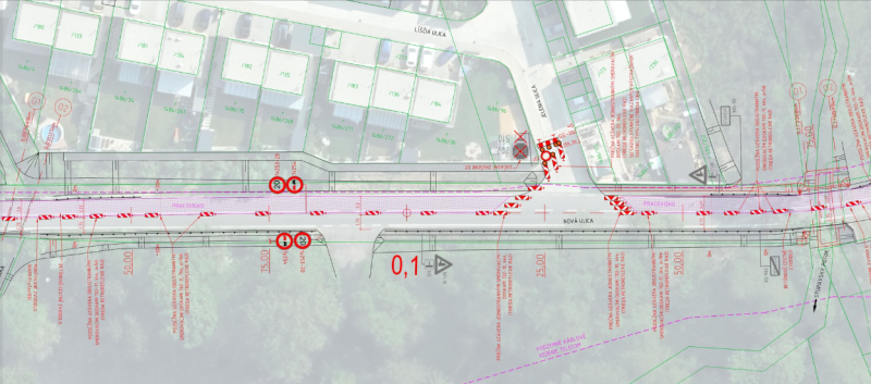 Výrez - situácia - mapka dočasné dopravné značenie. 