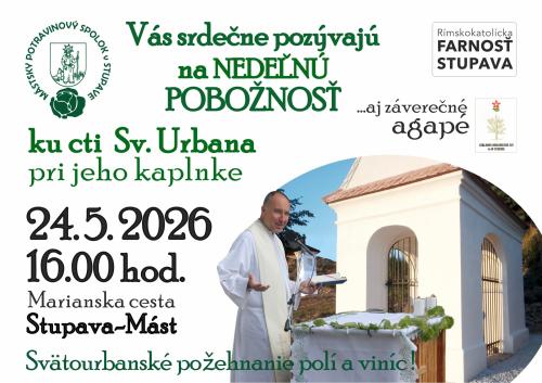 Pobožnosť pri Kaplnke sv. Urbana - pozvánka 
