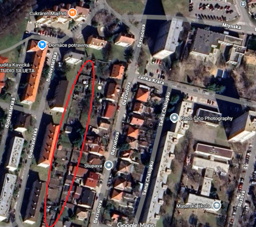 Orientačná mapka - Záhradky Budovateľská, ilustračný obrázok