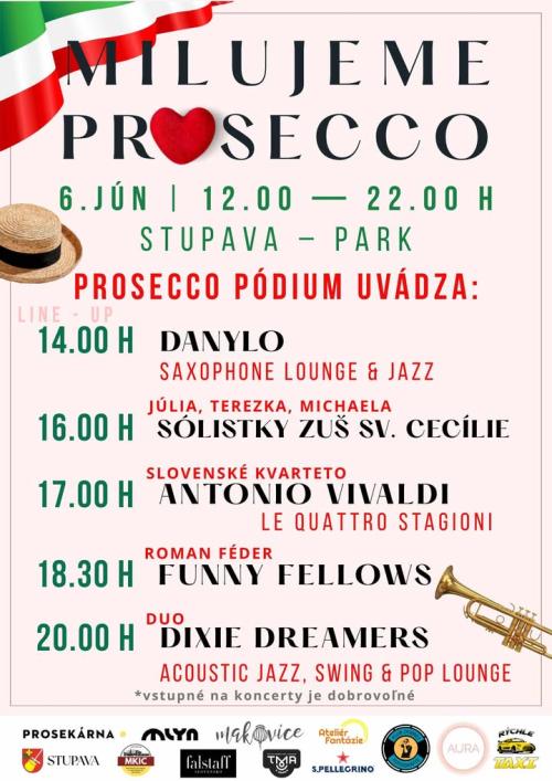 Milujeme prosecco festival - plagát - Informácie uvedené v texte. 