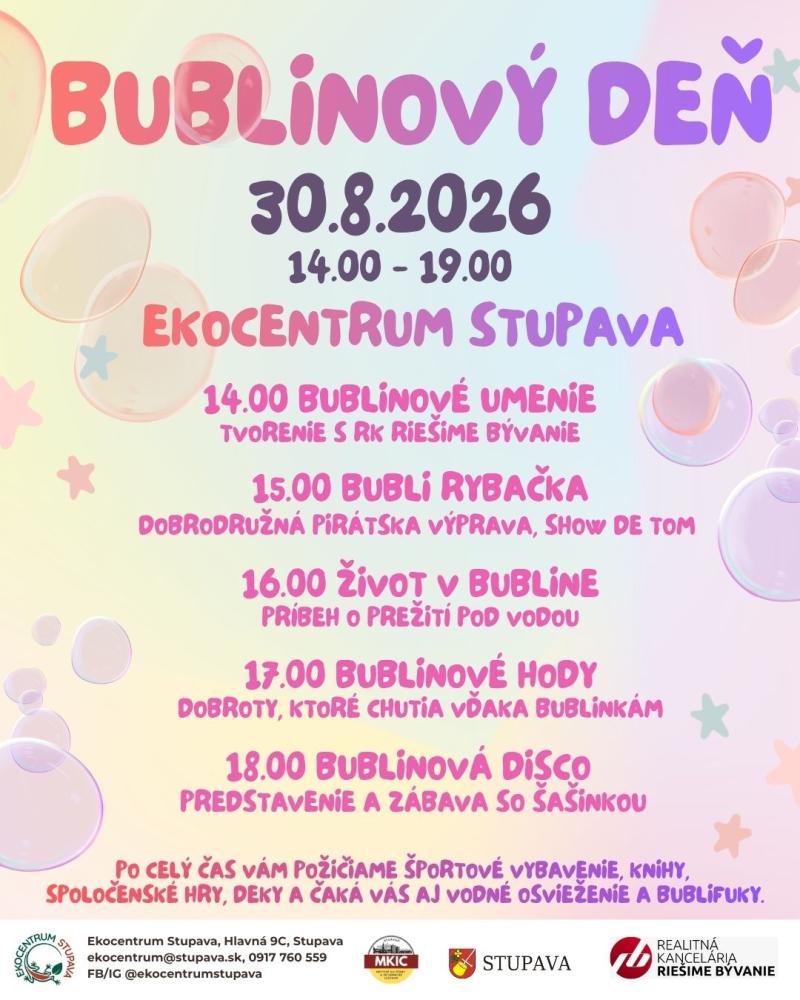 Bublinový deň v Ekocentre 30.8.2026 - plagát
