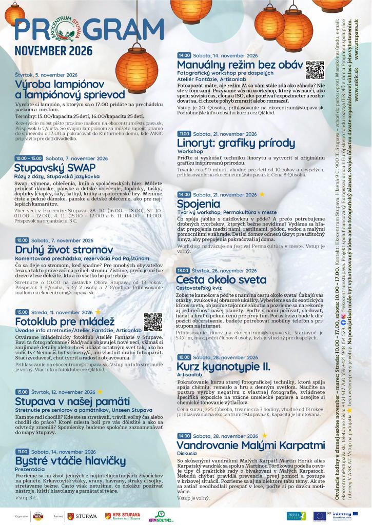 Novembrový program Ekocentra Stupava 