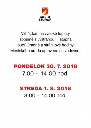 Skrátenie úradných a stránkových hodín