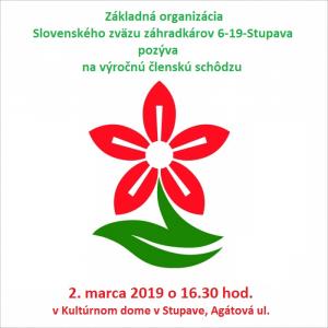 POZVÁNKA NA VÝROČNÚ ČLENSKÚ SCHÔDZU ZÁHRADKÁROV
