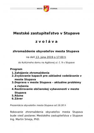 UŽ DNES ZHROMAŽDENIE OBYVATEĽOV